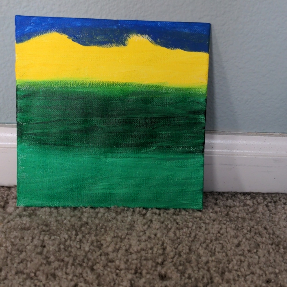 Yellow, green, and blue painting